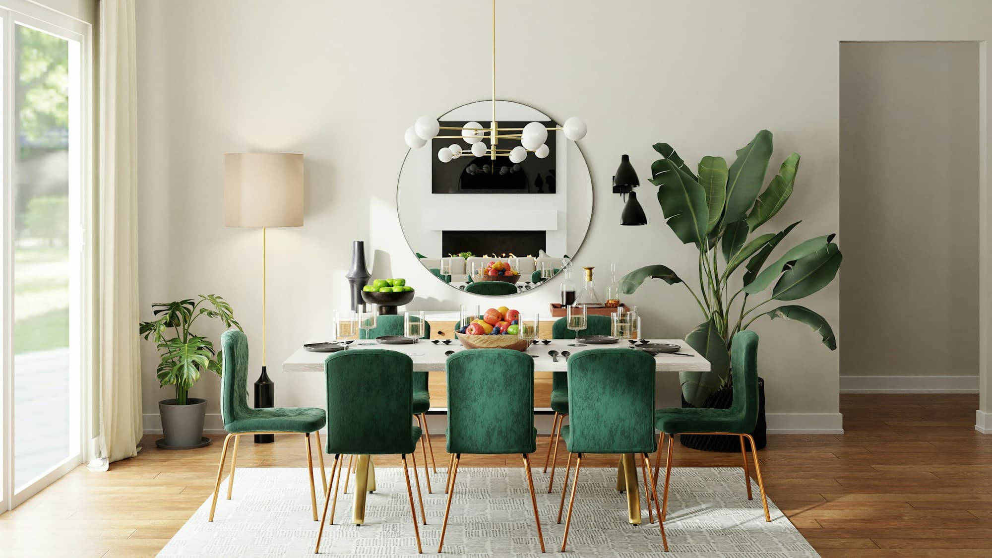 Dining table set and ready for arriving guests