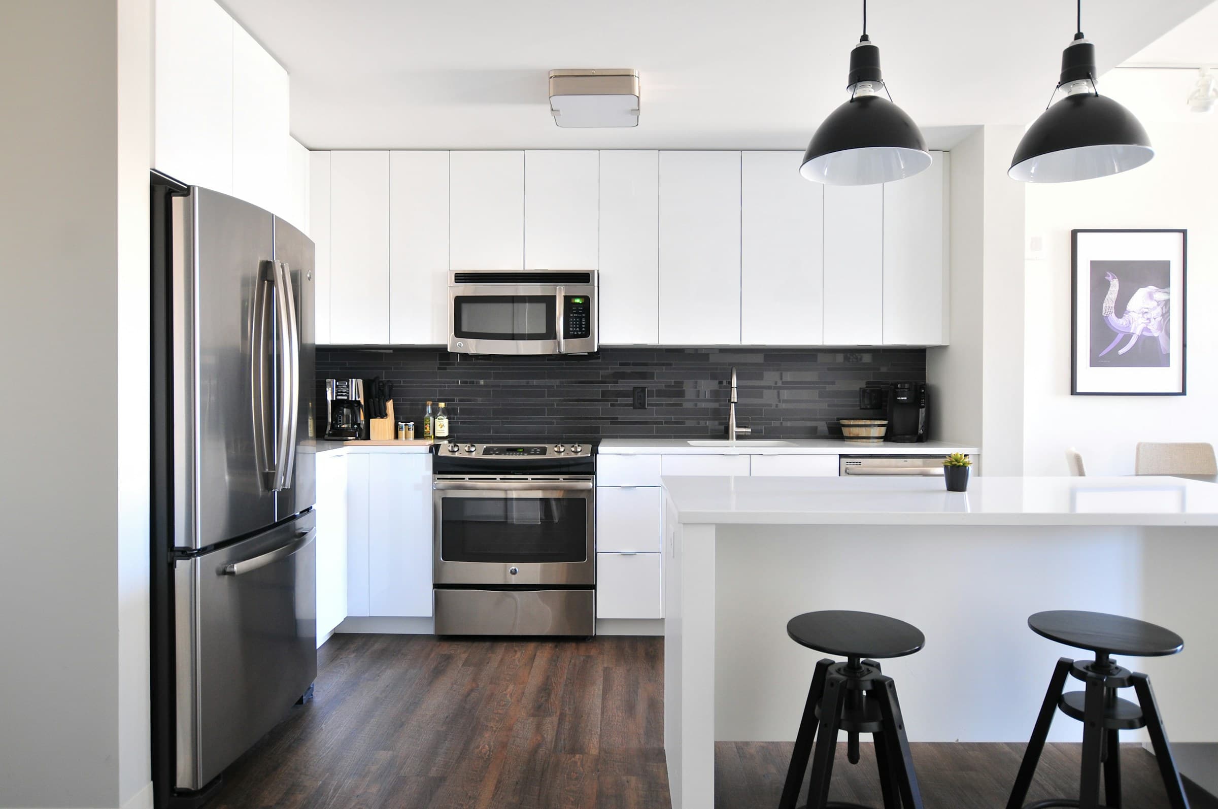 Bright kitchen island prepared for short-term guests